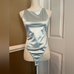 Free people Satin Shimmery‎ Blue Bodysuit